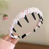 Diadema a Cuadros Dopamina con Dientes para Mujer, Pinza para el Cabello de Primavera para Sujetar el Cabello, Lavado de Cara, Diadema Antideslizante, Pinza para Peinar el Cabello, Accesorios para el Cabello Mori-kei