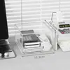 Caja de almacenamiento estilo cajón para escritorio, caja de acrílico transparente, organizador de papelería para escritorio, estante de almacenamiento para artículos pequeños de oficina
