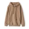 Suéter con capucha de algodón liso forrado de felpa para otoño e invierno para hombres y mujeres con capucha holgada sudadera con capucha para parejas comercio exterior suministro al por mayor