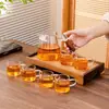 Nova Caneca Masculina de Vidro com Cabo de Madeira de Nogueira Conjunto de Chá Caneca Masculina Crescente Bule de Chá Portátil para Viagem Conjunto de Xícaras de Chá