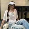 Estilo coreano estilo francés cuello con volantes empalme de encaje con volantes en las mangas medias, diseño puro y deseable, top de verano para mujer 26202