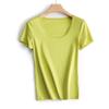 Camiseta Eastman Acetato 38,5% Tencel Gola U Ombro Normal Fio Duplo 120S Manga Curta de Seda 26 Verão Novo