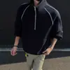 Moletom Americano Retrô com Meio Zíper e Manga Longa, Unissex, Coleção de Primavera, Design de Nicho, Caimento Solto e Casual, Peça de Roupa Cleanfit
