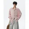 Camisa de Lino de Seda Rosa Estilo Dopamina de Manga Larga para Hombre, Chaqueta Ligera Transpirable de Verano con Protección Solar, Camisa Casual