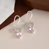 Novos Brincos Gancho de Zircônia Corte Rosa Laço Luxo Leve para Mulheres Super Brilhantes de Alta Qualidade Brincos Rosa de Temperamento Doce
