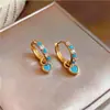 Brincos de franja com contas de zircônia azul vintage, estilo retrô francês, luxo leve e sensação de alta qualidade