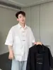 Nueva Camisa de Seda de Hielo Estilo Chino Manga Corta para Hombre Verano Sentido del Diseño Hebilla de Avión Camisa Protectora Solar Sentido Avanzado Chaqueta Traje Tang