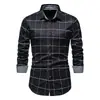 Camisa a cuadros de manga larga para hombre para primavera y otoño, con estampado digital, comercio exterior transfronterizo, top casual de negocios para hombre