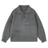 Nuevo suéter casual de moda estilo old money de lujo ligero con decoración de botones en la solapa y manga larga para hombre, cárdigan de punto de manga larga para hombre