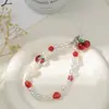 Colgante de Teléfono Móvil Corto Ins Lindo con Cadena de Cerezas Nicho Cadena de Teléfono Móvil con Cuentas Correa para Cámara Ccd