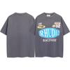 Camiseta unisex holgada informal de manga corta con estampado de logotipo retro de RHUDE para primavera y verano de 2024