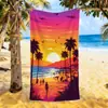La toalla de playa más vendida de TEMU para exportación con estampado de atardecer, microfibra ultra fina, absorbente, diseño de palmera, toalla de baño para vacaciones
