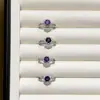 Anillo Trenzado de Amatista Natural con Diamantes Completos para Mujer, Exquisito y Deslumbrante, Anillo de Dedo Índice de Gama Alta y Lujoso con Diseño Abierto y Circonita