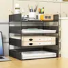 Suporte para Armazenamento de Arquivos Prateleira de Mesa de Escritório Porta-Arquivos Caixa de Armazenamento de Arquivos Organizador de Pastas de Mesa Escritório