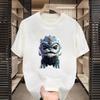 Atacado de fábrica verão simples cartoon estampa de letras manga curta camiseta tendência meia manga solta gola redonda camiseta