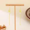 Diseño Original Pendientes de Plata de Ley 925 con Aguja Hoja de Bambú Perla Nuevos Más Vendidos Pendientes con Gancho de Oreja de Borla Pendientes de Bambú con Sensación Fresca Accesorios