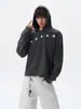 Sudadera con capucha a rayas y estrellas estilo americano, unisex, colección de otoño, moderna, ligera y transpirable, diseño holgado, ropa exterior casual