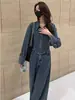 Conjunto de Dos Piezas para Mujer: Top Versátil Adelgazante de Manga Larga + Jeans de Pierna Ancha - Nueva Tendencia de Moda Coreana Primavera 2026