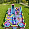 Castelo inflável infantil para exterior, grande circuito de obstáculos com escorrega, castelo inflável pula-pula para barracas