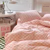 Conjunto Universal de Quatro Peças Floral Pequeno para Todas as Estações Capa de Edredom de Algodão Puro Lavado Conjunto de Cama de Três Peças para Dormitório Estudantil Solteiro e Casal