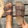 Sandálias de Praia Femininas Casuais Confortáveis de Fundo Plano Estilo Retrô Slip-on de Comércio Exterior Novo Verão Tamanho Grande