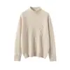 Suéter de cachemira para mujer, 100% cachemira de cabra pura, cuello medio alto, engrosado, diseño trenzado, jersey de color liso, estilo otoño e invierno