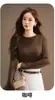 Nova Camisa Básica Lisa de Gola Redonda para Mulheres no Outono e Inverno, Roupa Íntima de Alta Qualidade e Versátil, Tops Femininos de Manga Raglan Slim Atacado