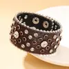 Pulseira Larga de Couro Vintage com Pedrarias e Padrão de Crocodilo com Detalhes de Diamante, Pulseira de Couro Punk, Estilo Hip-Hop Biker, Peça Única para Atacado