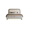 Cama estofada macia curva estilo creme moderna minimalista bicolor tecido tecnológico cama de casal quarto principal quarto de casa cama grande estofada macia