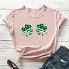 Sitio Web Independiente Comercio Exterior Calavera Deseo Trébol Estampado Personalizado Peculiar Cuello Redondo Casual Manga Corta Camiseta