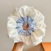 Scrunchie lenço quadrado estilo pastoral francês para meninas e crianças, elástico de cabelo doce com laço para coques, acessório de cabelo