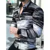 Nova camisa da moda com estampa de rosas e mangas compridas para homens, camisa casual slim fit, estilo europeu e americano plus size