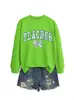 Amazon Ebay Site Independente Estilo Casual Feminino Professor Azul Floral Laço Outono Inverno Moletom