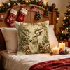 Branco Vintage Celebração de Natal Feriado Decoração de Casa Aconchegante Capa de Almofada para Sofá Decoração de Janela para Festa