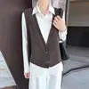 Chaleco de Punto de Lana Pura con Cuello en V Profundo para Mujer 2026 Otoño/Invierno Nuevo Chaleco Irregular sin Mangas Holgado Engrosado para Mujer