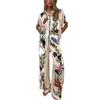 Verão 2026 Novo Estilo Transfronteiriço Europeu e Americano Comércio Exterior Moda Feminina Estampado Gola Lapela Botão Único Calça Longa Terno Casual