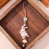 Llavero de Conejo Corredor de Brocado de Canción Linda, Colgante de Conejo de Jade, Producto Cultural y Creativo para Zonas Escénicas, Tienda de Hanfu, Accesorio de Estilo Chino Tradicional al por Mayor