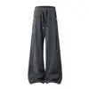 Pantalones de chándal anchos de textura espiga retro americano para hombre, otoño, relajados, holgados, casuales, versátiles, de pierna recta, largos