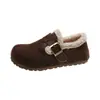 Zapatos gruesos tipo Birkenstock para mujer con aumento de altura y forro de felpa, nuevos de invierno 2026, totalmente cubiertos, cálidos, de algodón, slip-on, botas de nieve