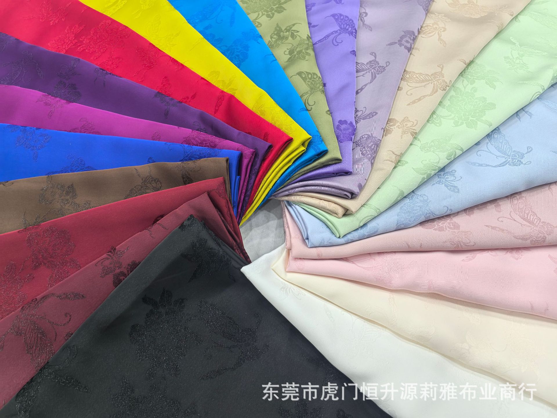 新款钻石丝提花面料 亮丝蝴蝶提花布 潮流国风旗袍连