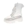 2025 Novas Botas Totalmente Transparentes com Solado Grosso e de Cristal, com Cadarço, de Cano Curto, Fashion, para Exportação, Tamanho Grande, Tendência Transfronteiriça