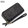 Bolsa Carteira Personalizada para Celular 2021 Nova Feminina Carteira com Zíper Duplo rfid Couro Genuíno Grande Capacidade Estilo Longo