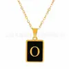 Colar Pingente Medalha Retangular Novo Estilo Europeu e Americano com 26 Letras, Gargantilha de Corrente Cobra Grossa com Design Único