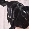 Bolso bandolera de pecho para hombre con diseño de pliegues clásico, primera capa de piel de vaca personalizada, cremallera, resistente al desgaste, color sólido, casual, para el trabajo, al aire libre