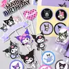 Decoración de tarjeta para mesa de postres de cumpleaños de niña Coolomi, inserción de año, banquete de cumpleaños, empujar música, pegatinas para borde de pudín