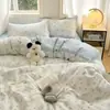 Juego de cuatro piezas de funda nórdica de algodón lavado para las cuatro estaciones, sábana para dormitorio de estudiantes, juego doble de tres piezas, funda nórdica, ropa de cama