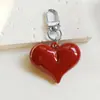 Europeo y Americano Transfronterizo Angora Corazón Rojo Lazo Colgante de Bolso Decoración Simple Llavero Teléfono Móvil Resorte en Forma de Corazón