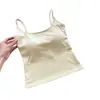 Camisola sexy y seductora para mujer, corte ajustado, con copas incorporadas, diseño único de espalda cruzada, top sin mangas