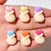Accesorios de resina brillantes de dibujos animados multicolor con gesto de corazón para llaveros DIY, zuecos, fundas de teléfono, bolsos y materiales de manualidades