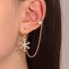 Estilo Ins europeo y americano clip para oreja de copo de nieve con diamantes moda femenina lujo ligero pendientes largos de cadena de copo de nieve pendientes de una sola pieza